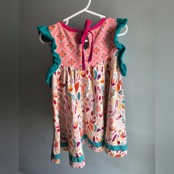 Wildflowers Pink and Teal Kids Top with Floral Accents Size 8 - Picture 2 of 4